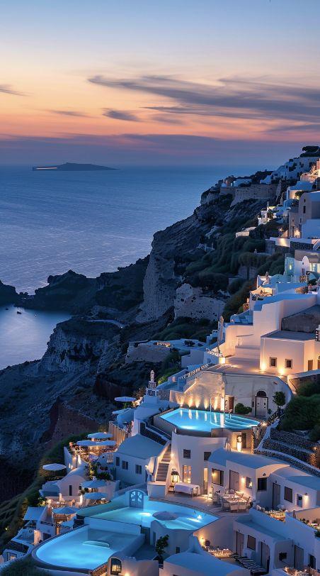 Santorini cliffside luxury villas, Greece